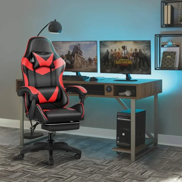 Gaming Chair, Backrest and Seat Height Adjustable Swivel Recliner Racing Office Computer Ergonomic Video Game Chair with Footres - Image 2