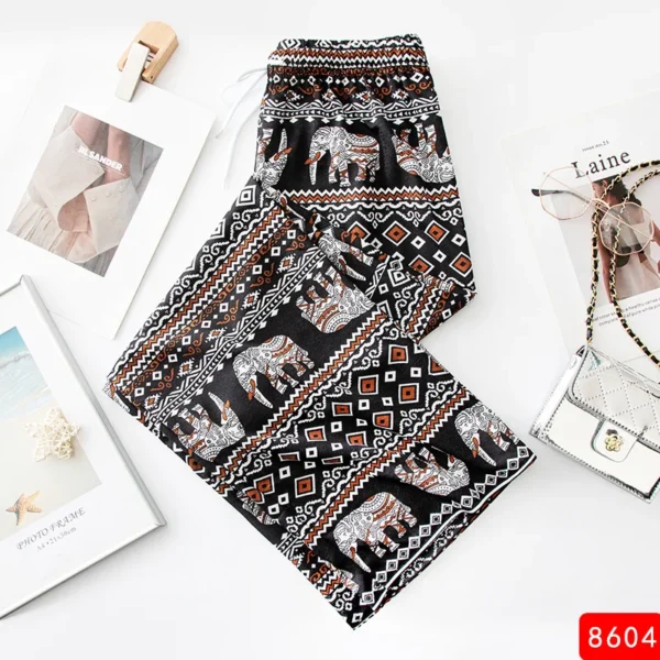 Women Wide Leg Pants High Waist Elephant Print Pant Summer Thin Straight Trousers Casual Bottoms Female Clothing 2023 Fashion - Image 7