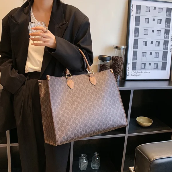 Large-capacity women's bags in Europe and the United States retro shoulder bag classic letters PU commuter handbags women - Image 21