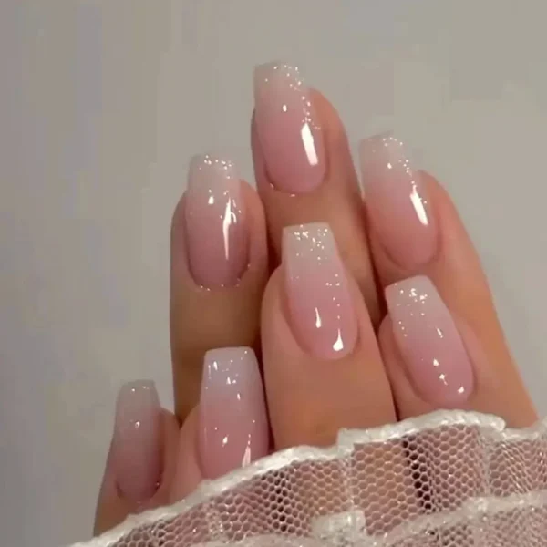 24pcs Gradient Fake Nails French Ballerina Nail Waterproof Faux Medium Coffin false nails Fingernails Press on Nails Tips - Image 2