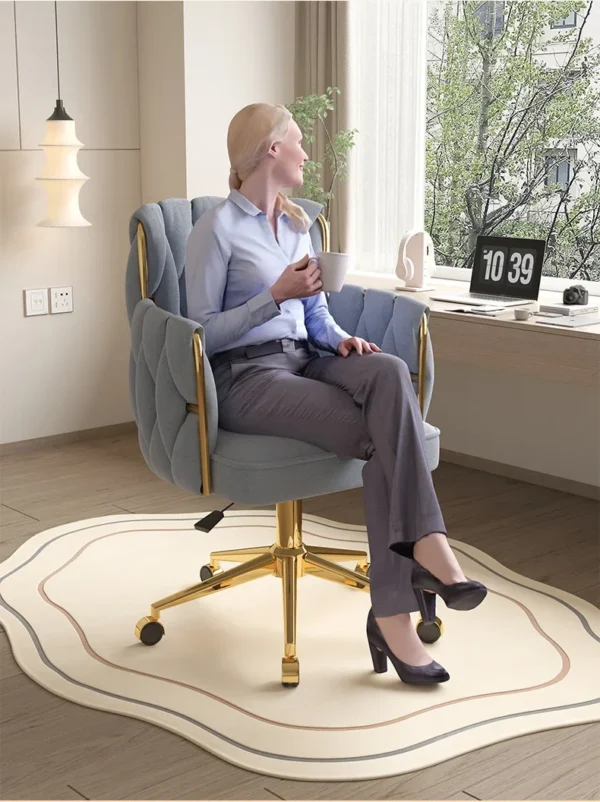 Light Luxury Velvet Office Chairs Modern Backrest Comfortable Chairs For Nail Salon Dressing Table Armchair Living Room Chair - Image 40