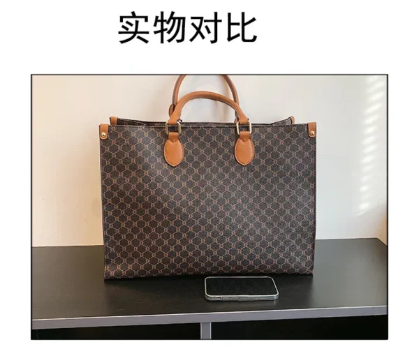 Large-capacity women's bags in Europe and the United States retro shoulder bag classic letters PU commuter handbags women - Image 37