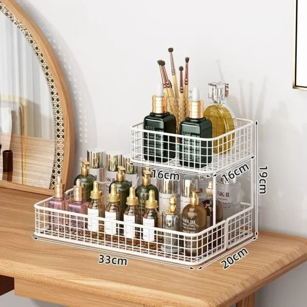 1pc Lightweight Varnished Metal Makeup Storage Rack - No - Installation, Ideal for Vanity Countertop, for Lipstick & Skincare - Image 11