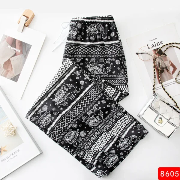 Women Wide Leg Pants High Waist Elephant Print Pant Summer Thin Straight Trousers Casual Bottoms Female Clothing 2023 Fashion - Image 8