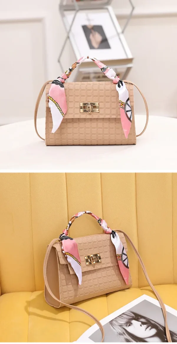 Women's Bag New Fashion Simple Plaid Embossed Crossbody Scarf Small Square Bag Single Shoulder Bag designer bags - Image 26