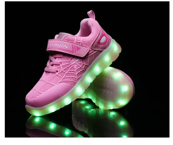 Kids Sneakers Light Up Skateboarding Shoes Fashion Spider Web Flat Walking Sports Shoes LED USB Charging Flashing Casual Shoes - Image 44
