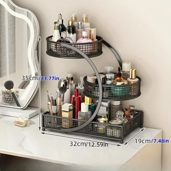 1pc Lightweight Varnished Metal Makeup Storage Rack - No - Installation, Ideal for Vanity Countertop, for Lipstick & Skincare - Image 4
