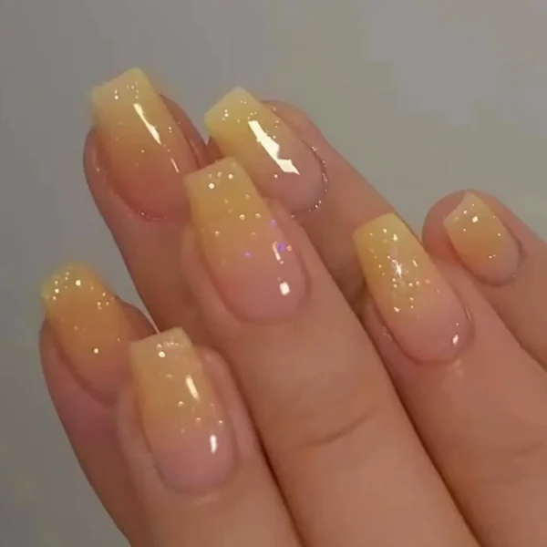 24pcs Gradient Fake Nails French Ballerina Nail Waterproof Faux Medium Coffin false nails Fingernails Press on Nails Tips - Image 16