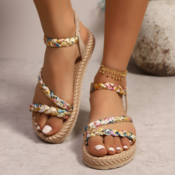 Plus Size Women's Shoes Fashion Thin Strap Flat Sandals - Image 3